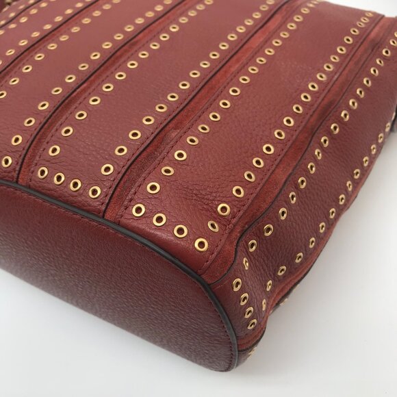 Michael Kors Brick Leather Brooklyn Grommet Feed Crossbody Bag - Picture 7 of 11